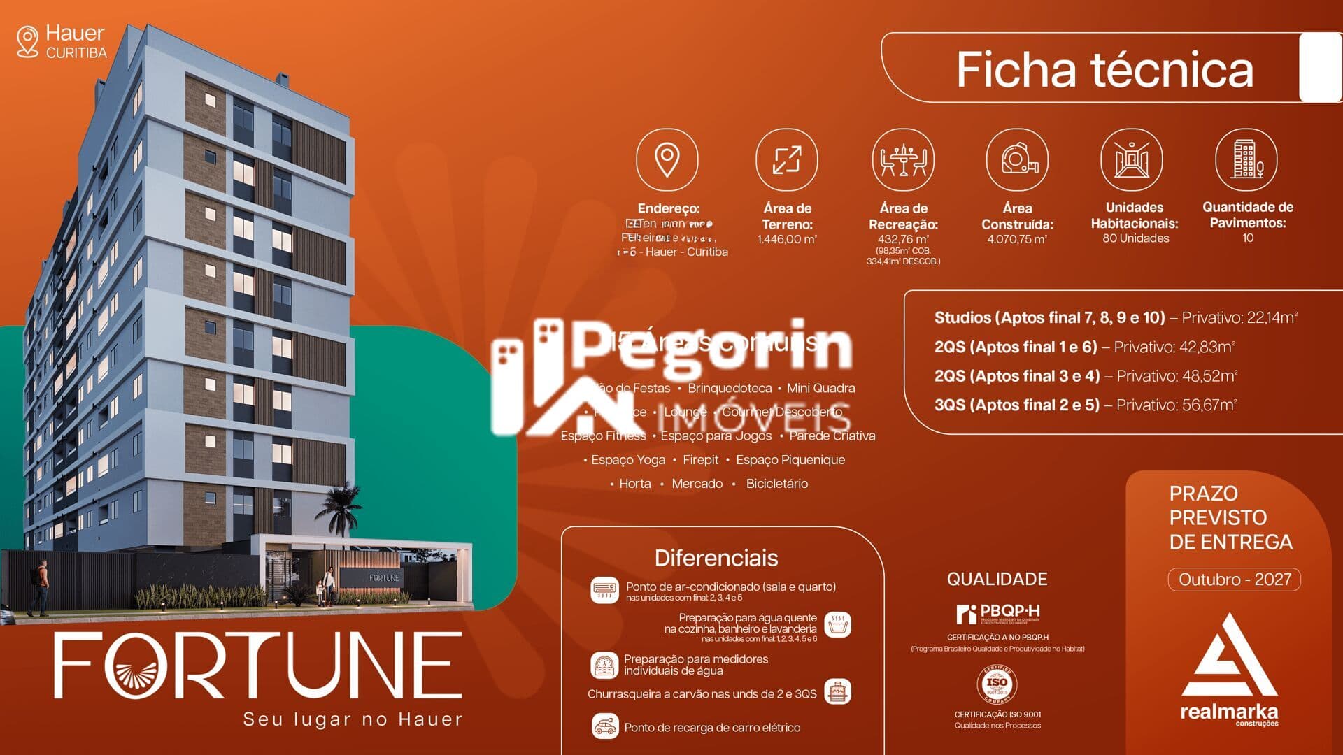 Apartamento à venda em Curitiba, Hauer, com 3 quartos, 56,67m²