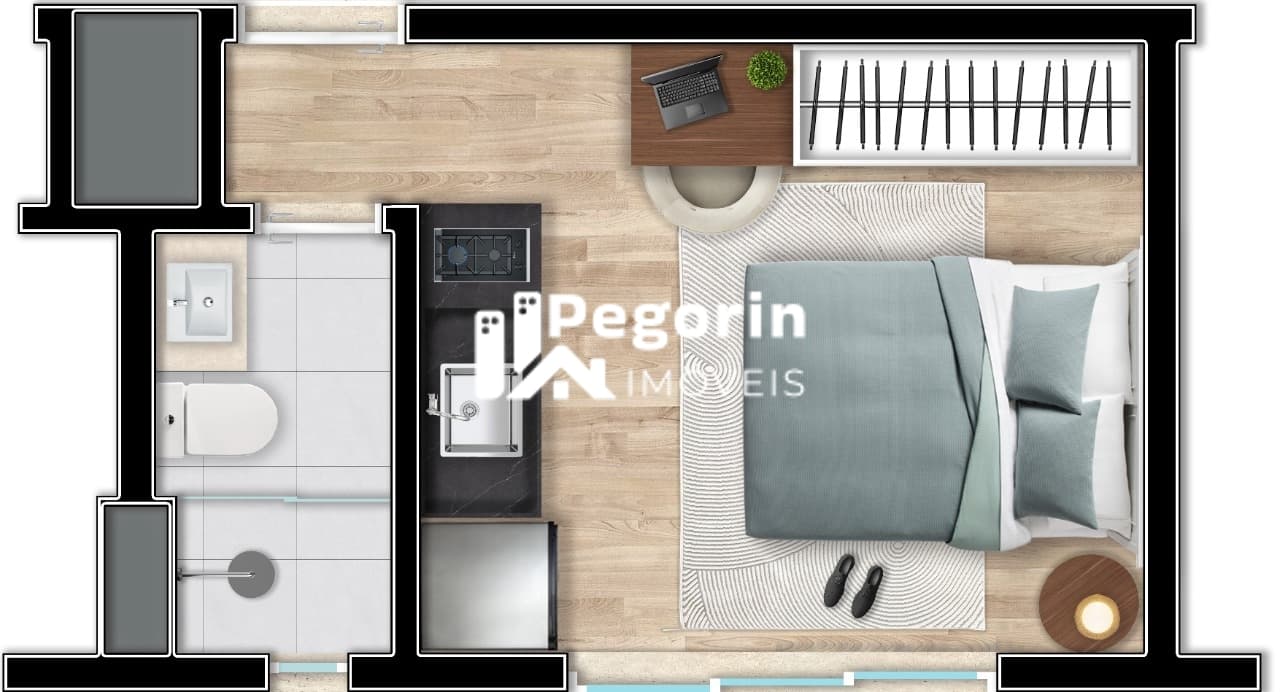 Apartamento à venda em Curitiba, Centro, com 1 quarto, 17,00m²