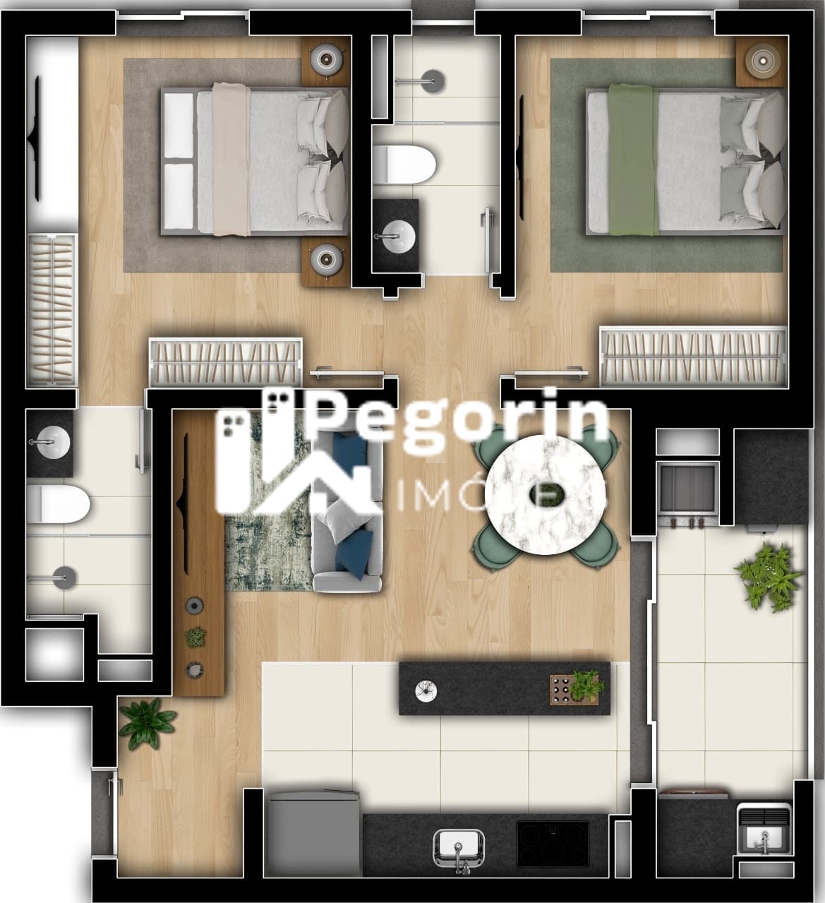 Apartamento à venda em Curitiba, Bacacheri, com 3 quartos, 61,90m²
