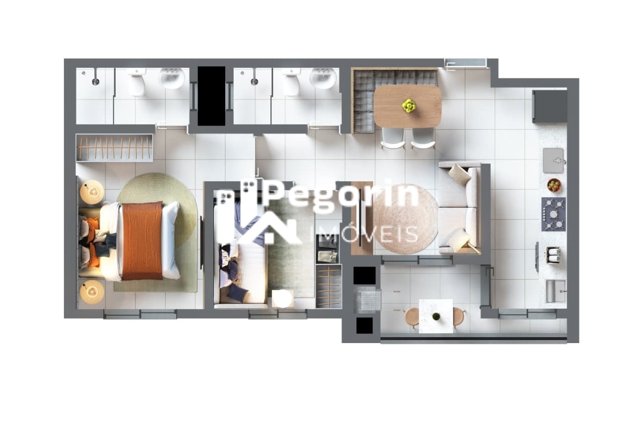 Apartamento à venda em Pinhais, Centro, com 2 quartos, 55,79m²