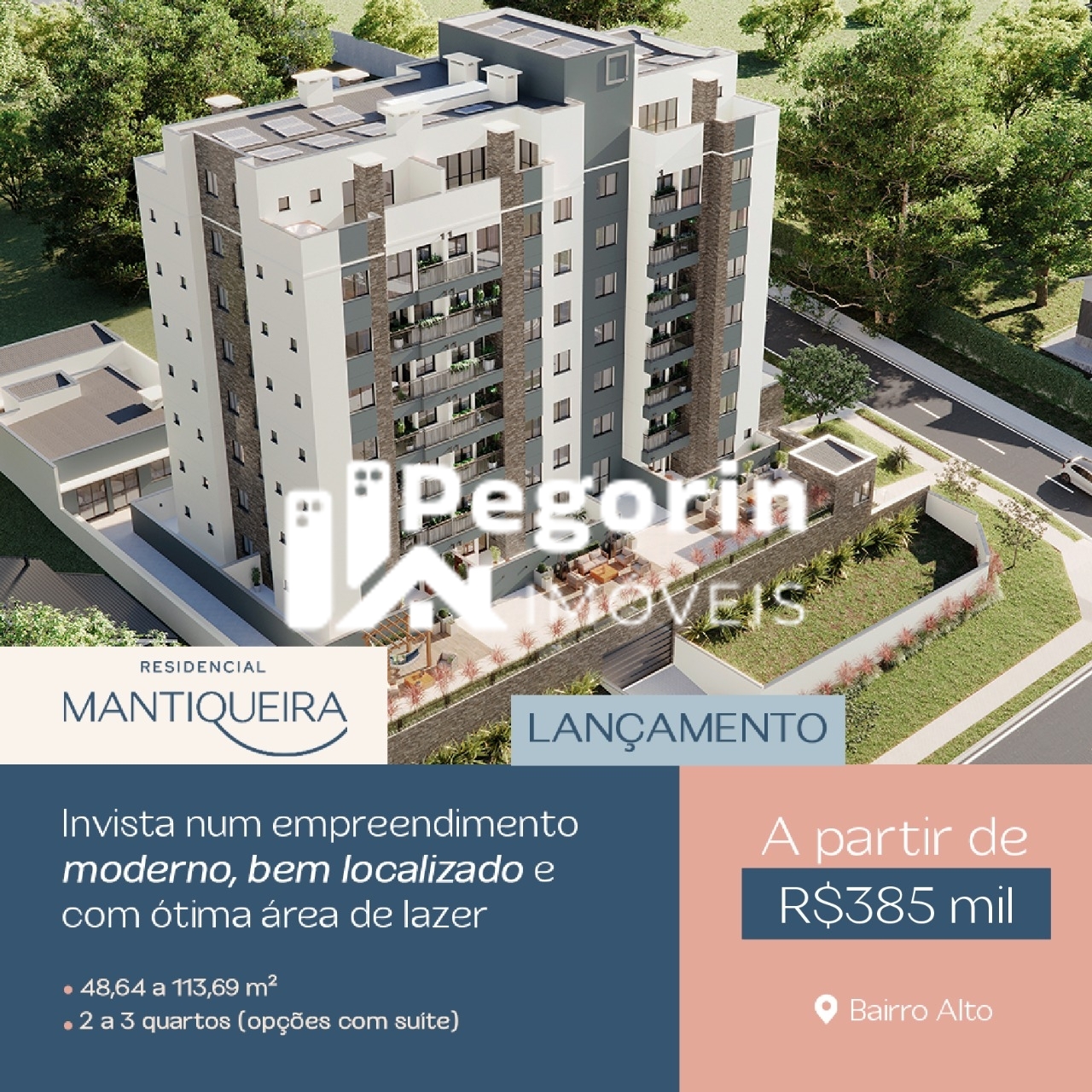 Apartamento à venda em Curitiba, Bairro Alto, com 2 quartos, 48,64m² - Pegorin Imóveis